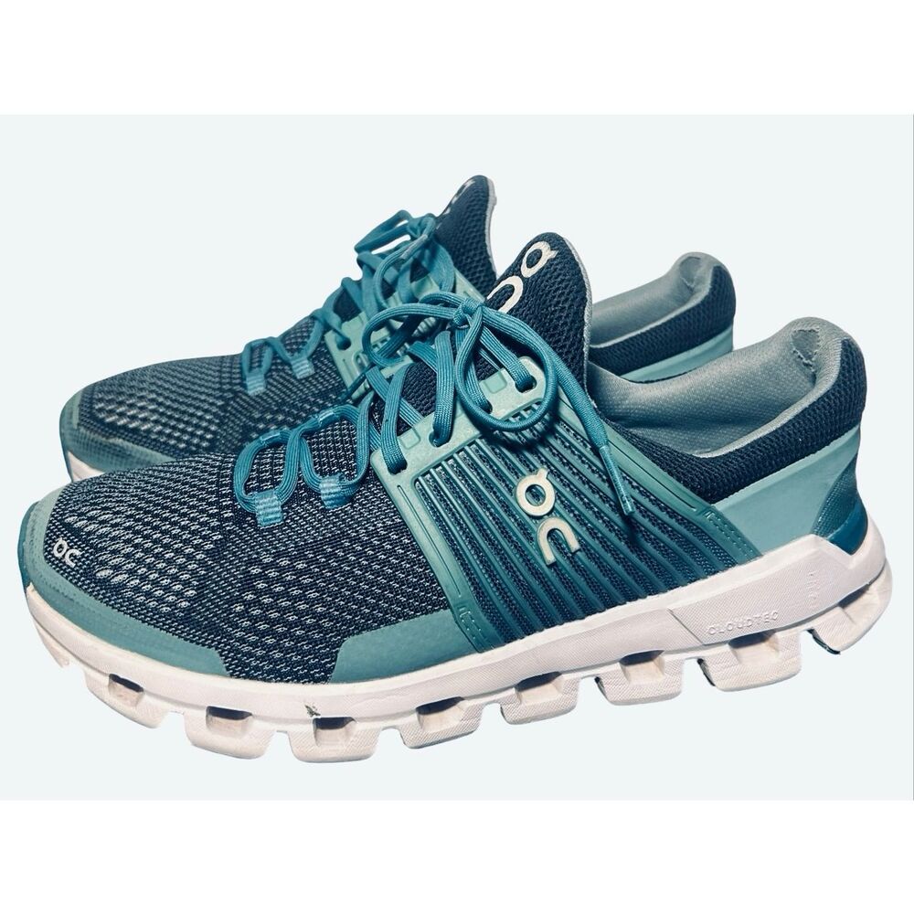 On Running Women's Teal and White Cloud Athletic Shoes - Picture 4 of 11